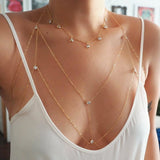VERSION 2.0 |14k Gold Filled Cosmic CZ Diamond Dainty Chain Bralette Halter Top Body Chain VERSION 2.0