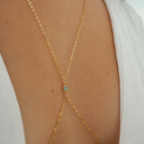 14k Gold Filled with 14k Solid Gold Tiny LABRADORITE Dainty Body Chain