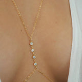 14k Gold Filled FOUR CZ Diamond Dainty Body Chain
