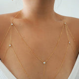 VERSION 2.0 |14k Gold Filled Cosmic CZ Diamond Dainty Chain Bralette Halter Top Body Chain VERSION 2.0