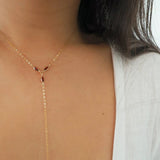 14k Gold Filled with 14k Solid Gold Garnet Triple Marquise Dainty Line Body Chain