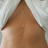 14k Gold Filled with 14k Solid Gold Garnet Triple Marquise Dainty Line Body Chain