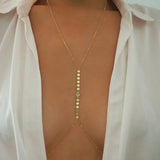 14k Gold Filled with 14k Solid Gold WHITE TOPAZ Oval Coin Line Dainty Body Chain