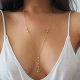 14k Gold Filled CZ Diamonds & Fan Double Layer Dainty Body Chain