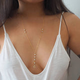 14k Gold Filled CZ Diamonds & Fan Double Layer Dainty Body Chain