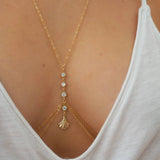 14k Gold Filled CZ Diamonds & Fan Double Layer Dainty Body Chain