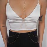 14k Gold Filled Double Layer DRAPED BACK Swarovski Crystal Line Body Chain