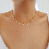 14k Gold Filled Dripping CZ Diamonds Shaker Necklace