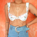 VERSION 2.0 14k Gold Filled Tiny Swarovski Crystals & Oval Coins Dainty Body Chain