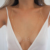 VERSION 2.0 | 14k Gold Filled & 14k SOLID GOLD White Topaz Dainty Chain Bralette Halter Top Body Chain