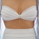 VERSION 2.0 | 14k Gold Filled with 14k Solid Gold White Topaz Evil Eye Dainty Double Layer Body Chain