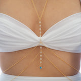 VERSION 2.0 | 14k Gold Filled with 14k Solid Gold White Topaz Evil Eye Dainty Double Layer Body Chain