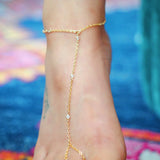 VERSION 2.0 14k Gold Filled & 14k Solid Gold White Topaz Foot Piece Anklet