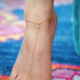 VERSION 2.0 14k Gold Filled & 14k Solid Gold White Topaz Foot Piece Anklet