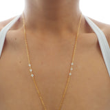 VERSION 2.0 | 14k Gold Filled with 14k Solid Gold White Topaz Evil Eye Dainty Double Layer Body Chain