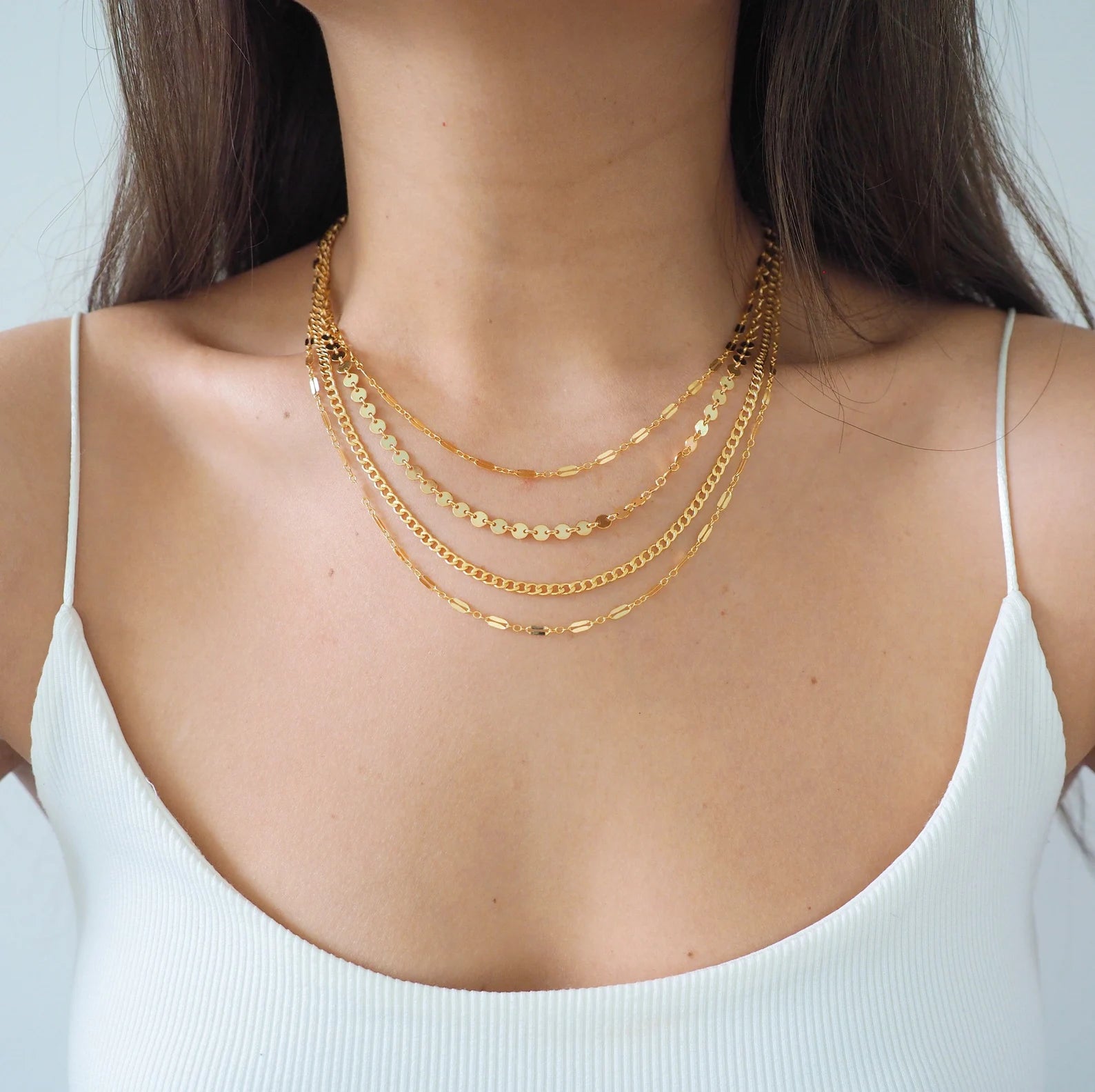 14k Gold Filled Mixed Chain Multi Layered Necklace