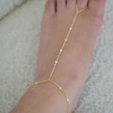 VERSION 2.0 14k Gold Filled with 14k Solid Gold White Topaz Classic Foot Piece Anklet