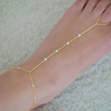 VERSION 2.0 14k Gold Filled with 14k Solid Gold White Topaz Classic Foot Piece Anklet