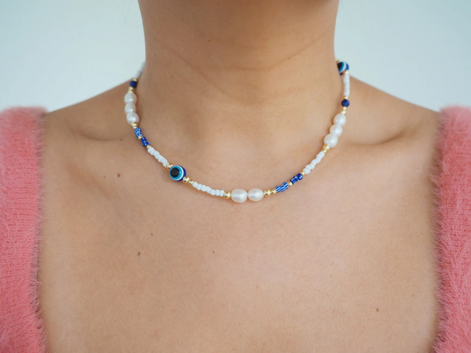 Blue freshwater 2025 pearl necklace