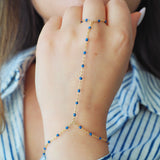 14k Gold Filled Sapphire Beaded Chain Hand Piece