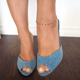 14k Gold Filled Black Enamel Beaded Anklet
