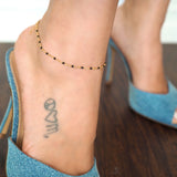 14k Gold Filled Black Enamel Beaded Anklet