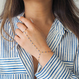 14k Gold Filled Sapphire Beaded Chain Hand Piece