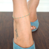 14k Gold Filled Turquoise Enamel Beaded Anklet