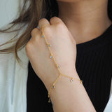 14k Gold Filled BLUE TOPAZ CZ Shaker Dainty Hand Piece