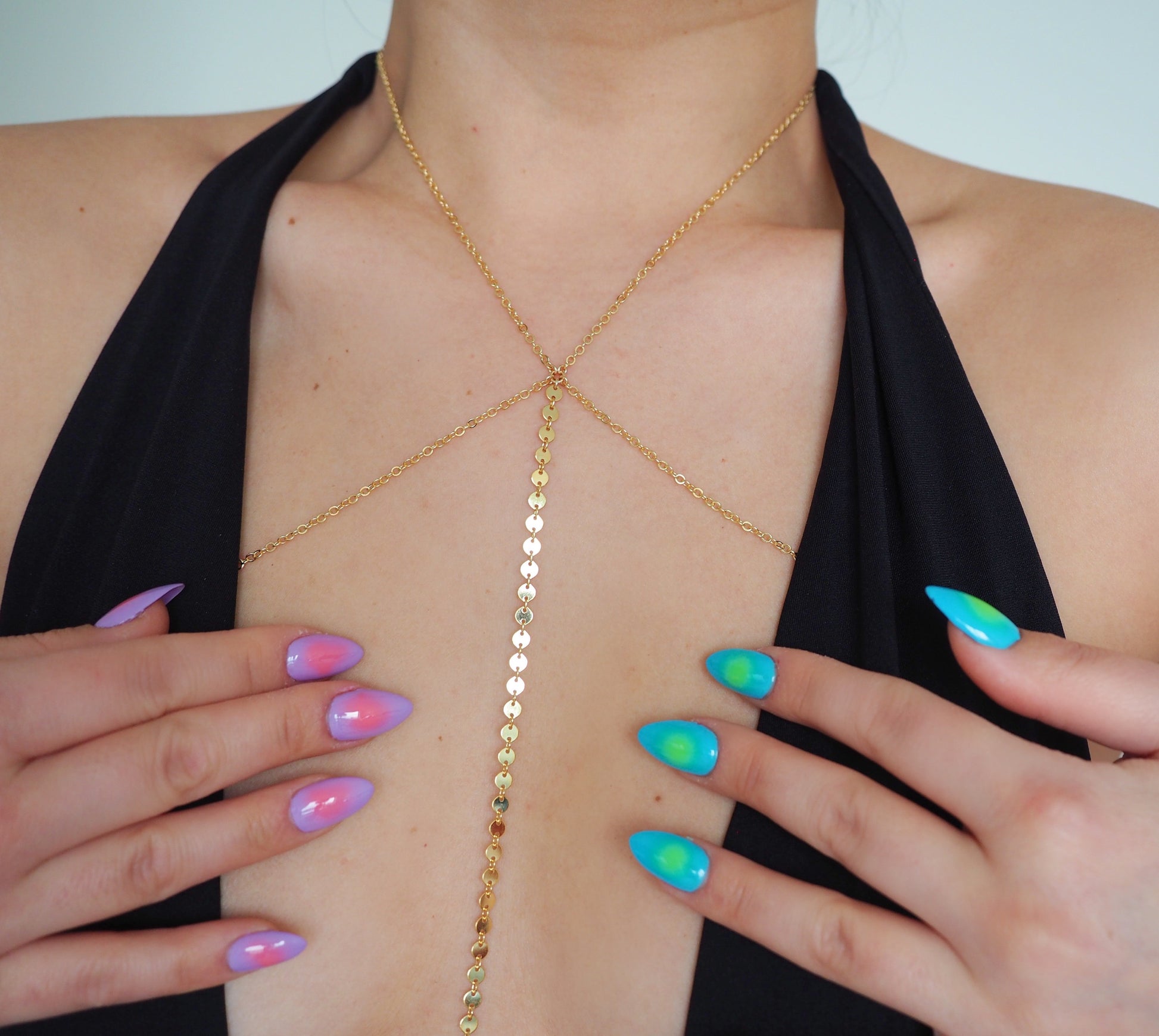 14k Gold Filled Coin Line Double Layer Body Chain Bra | VERSION 2.0