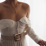 Gold Filled Molten Champagne CZ Diamond Necklace