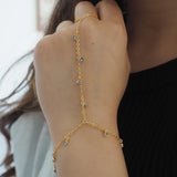 14k Gold Filled BLUE TOPAZ CZ Shaker Dainty Hand Piece