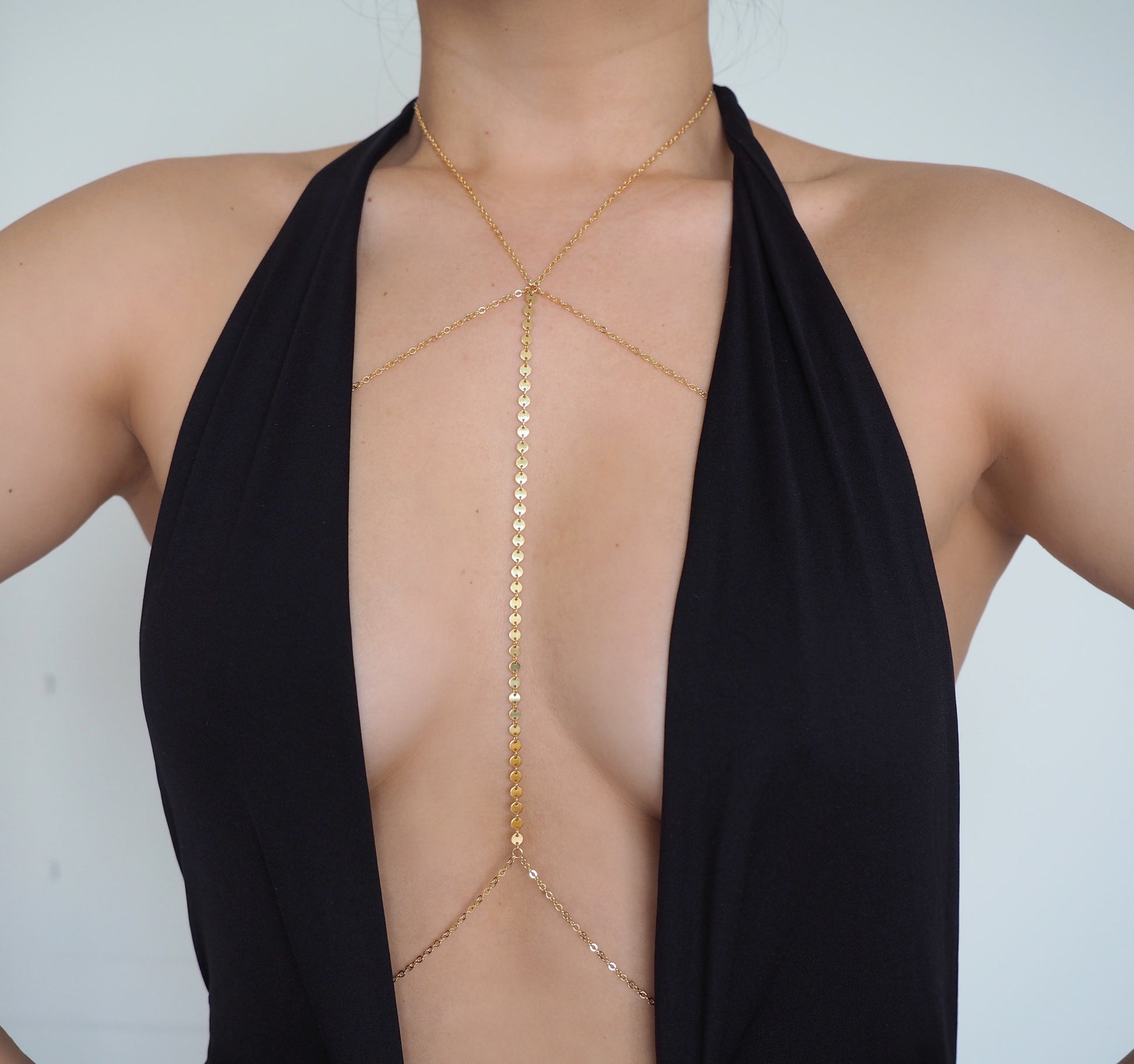 14k Gold Filled Coin Line Double Layer Body Chain Bra | VERSION 2.0