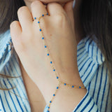 14k Gold Filled Sapphire Beaded Chain Hand Piece