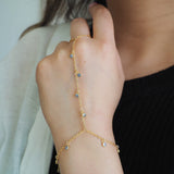 14k Gold Filled BLUE TOPAZ CZ Shaker Dainty Hand Piece