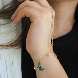 14k Gold Filled BLUE TOPAZ CZ Shaker Dainty Hand Piece