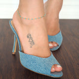 14k Gold Filled Turquoise Enamel Beaded Anklet