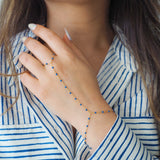 14k Gold Filled Sapphire Beaded Chain Hand Piece