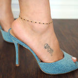 14k Gold Filled Black Enamel Beaded Anklet