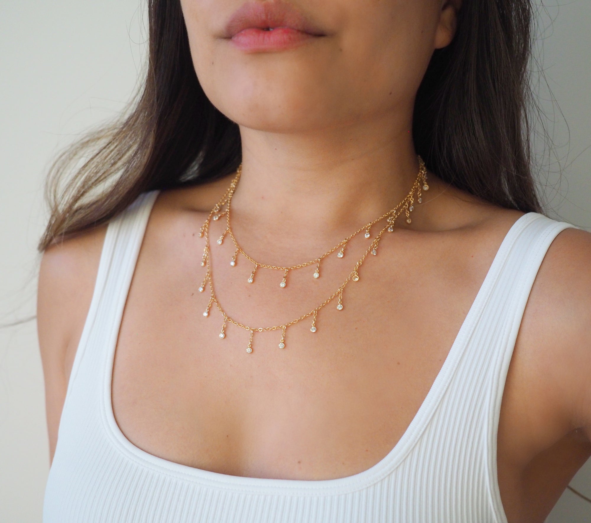 14k Gold Filled Dripping CZ Shaker Belly Chain, Multiway Necklace, Bracelet | VERSION 2.0