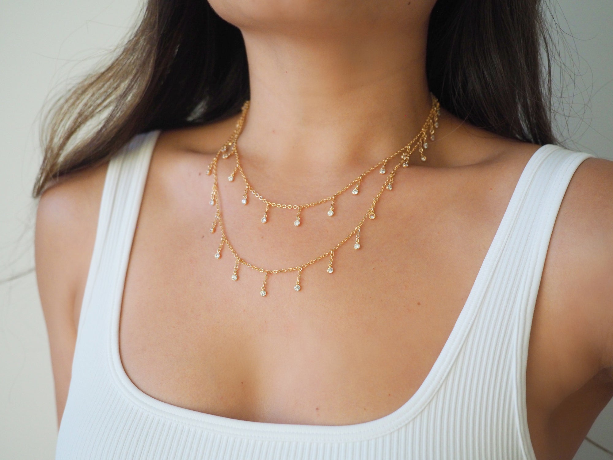 14k Gold Filled Dripping CZ Shaker Belly Chain, Multiway Necklace, Bracelet | VERSION 2.0