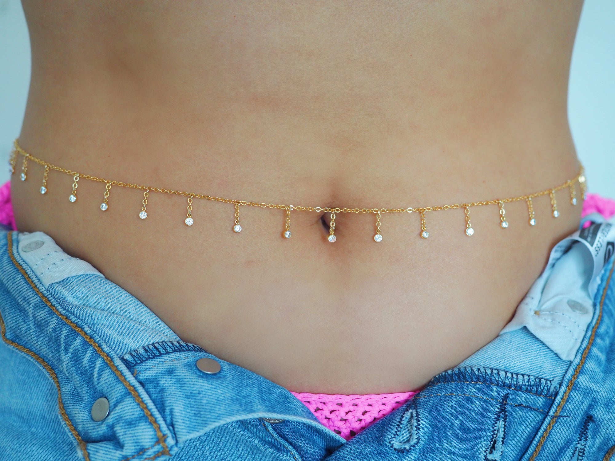 14k Gold Filled Dripping CZ Shaker Belly Chain, Multiway Necklace, Bracelet | VERSION 2.0