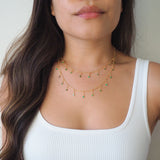 14k Gold Filled Dripping EMERALD CZ Shaker Belly Chain, Multiway Necklace, Bracelet | VERSION 2.0