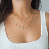 14k Gold Filled Dripping EMERALD CZ Shaker Belly Chain, Multiway Necklace, Bracelet | VERSION 2.0