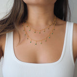 14k Gold Filled Dripping EMERALD CZ Shaker Belly Chain, Multiway Necklace, Bracelet | VERSION 2.0