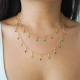 14k Gold Filled Dripping EMERALD CZ Shaker Belly Chain, Multiway Necklace, Bracelet | VERSION 2.0
