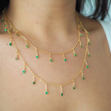 14k Gold Filled Dripping EMERALD CZ Shaker Belly Chain, Multiway Necklace, Bracelet | VERSION 2.0