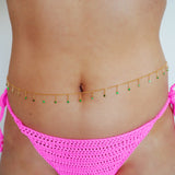 14k Gold Filled Dripping EMERALD CZ Shaker Belly Chain, Multiway Necklace, Bracelet | VERSION 2.0
