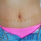 14k Gold Filled Dripping EMERALD CZ Shaker Belly Chain, Multiway Necklace, Bracelet | VERSION 2.0