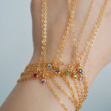 14k Gold Filled Tiny BLUE TOPAZ Classic Dainty Hand Chain